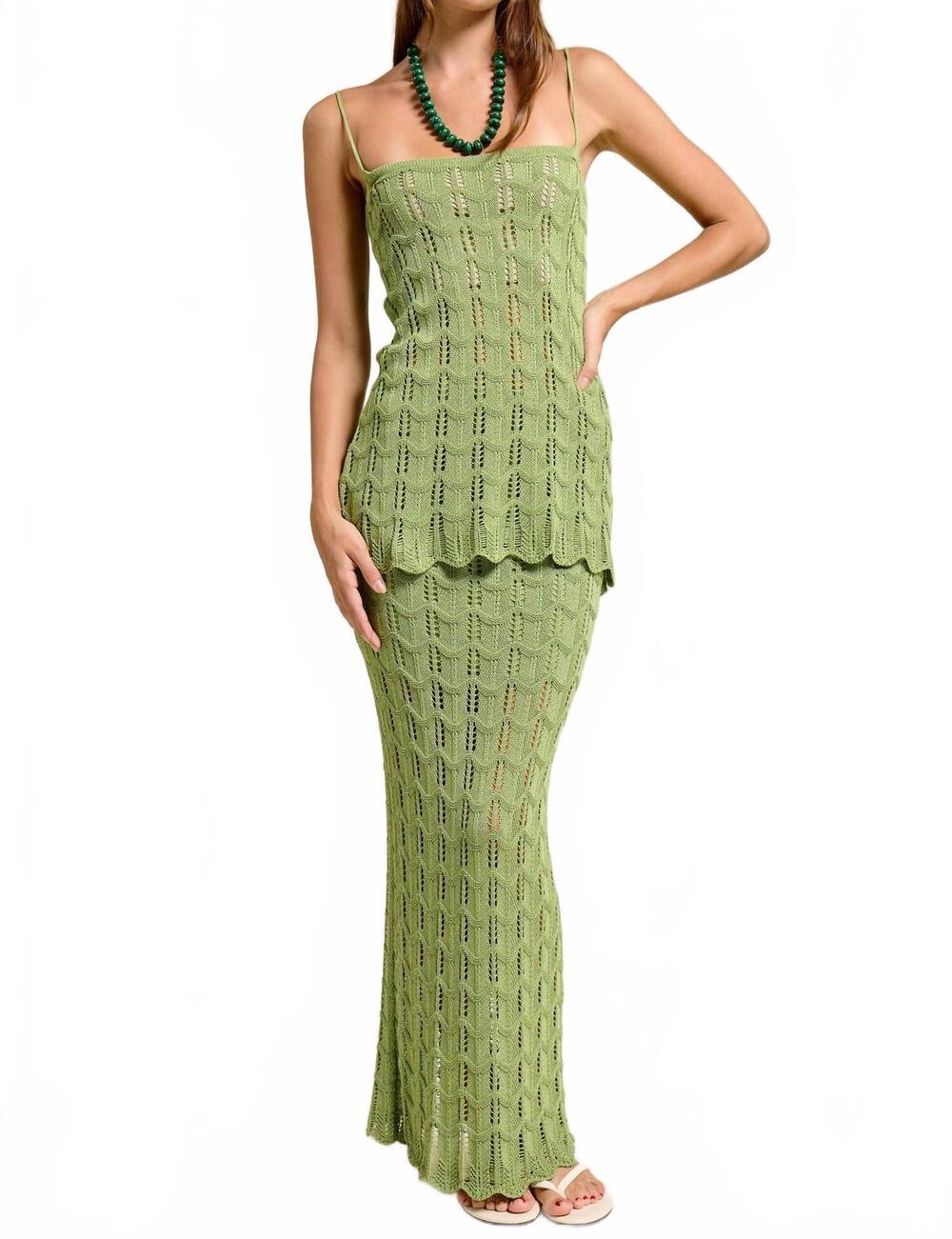 NEW MIMOSA island tank top and maxi skirt set in green